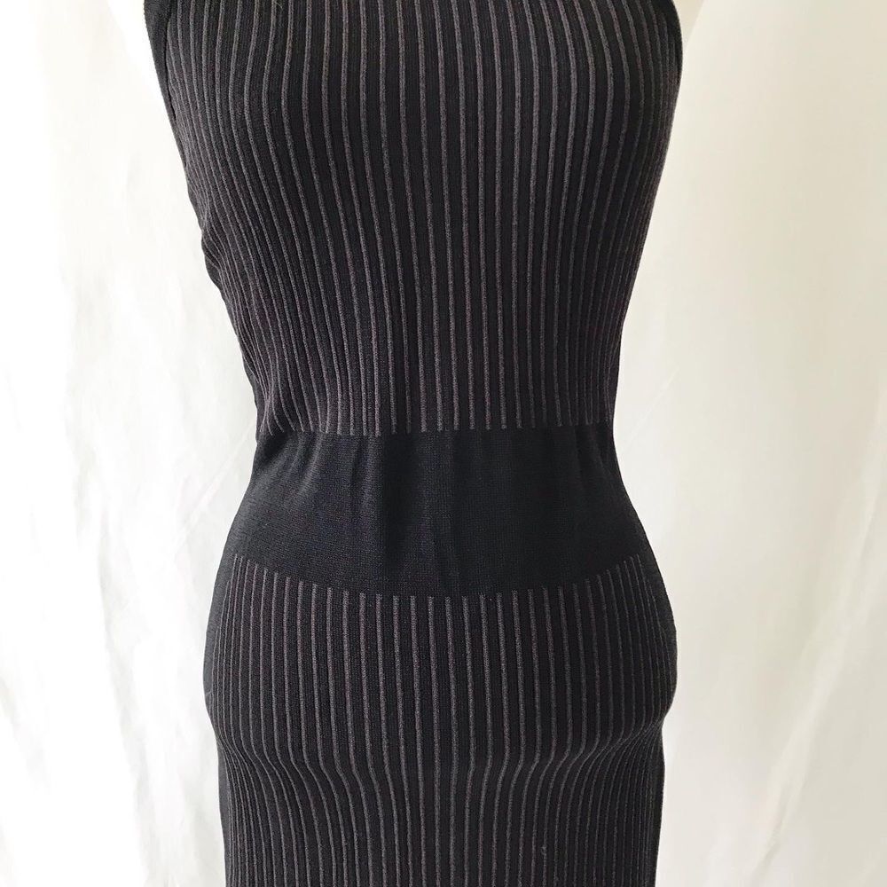 John + Jenn Black Ribbed Bodycon Midi Dress Sleeveless Fitted Capsule Size S - Picture 4 of 11